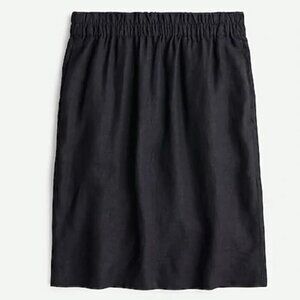 NWT J.Crew Black Linen Pull-On Skirt Minimalist Resort Coastal Capsule Office